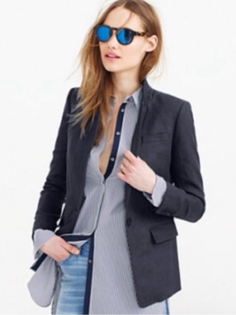 J. Crew Regent Wool Blazer In Heather Carbon Single Button Sz 2 EUC